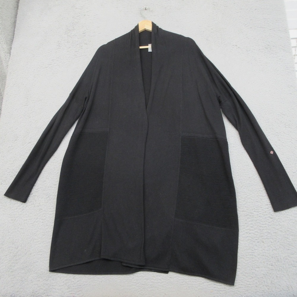 CALIA By Carrie Underwood Longline Open Front‎ Cardigan Sweater Women L Black